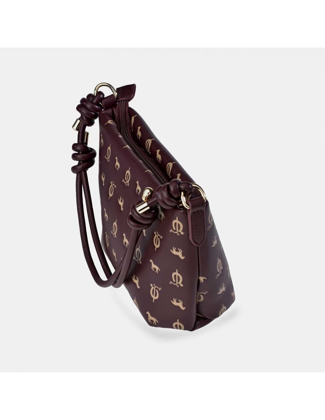 Bolso "EL CABALLO" asa corta estampado caballitos color burdeos - Imagen 3