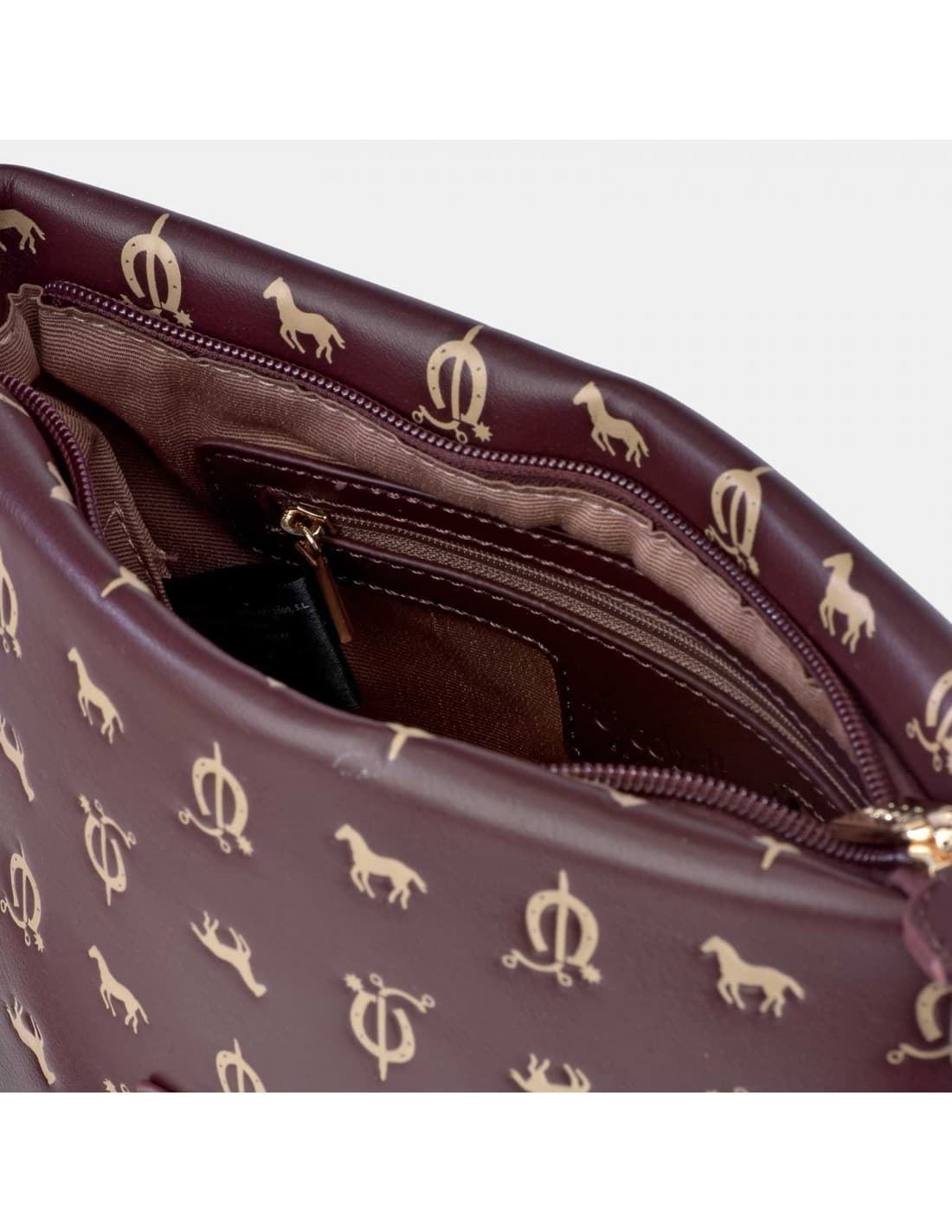 Bolso "EL CABALLO" asa corta estampado caballitos color burdeos - Imagen 4