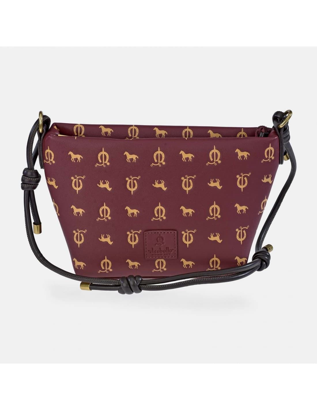 Bolso "EL CABALLO" asa corta estampado caballitos color granate marrón - Imagen 3