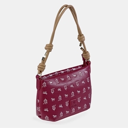 Bolso "EL CABALLO" asa corta estampado caballitos color guinda - Imagen 1