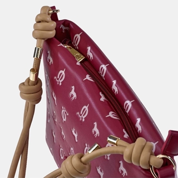 Bolso "EL CABALLO" asa corta estampado caballitos color guinda - Imagen 2