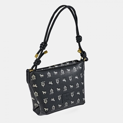Bolso "EL CABALLO" asa corta estampado caballitos color negro - Imagen 1