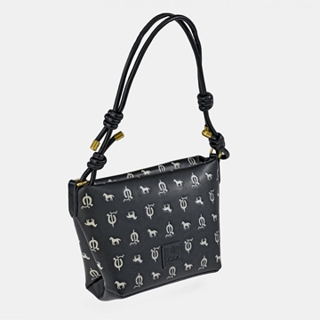 Bolso "EL CABALLO" asa corta estampado caballitos color negro - Imagen 1