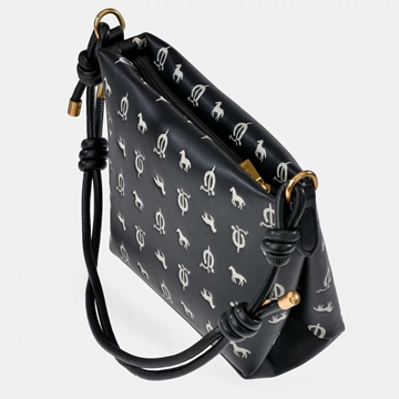 Bolso "EL CABALLO" asa corta estampado caballitos color negro - Imagen 2