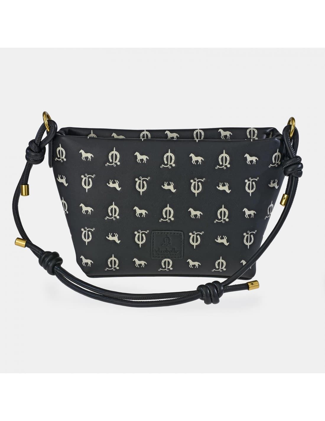 Bolso "EL CABALLO" asa corta estampado caballitos color negro - Imagen 3