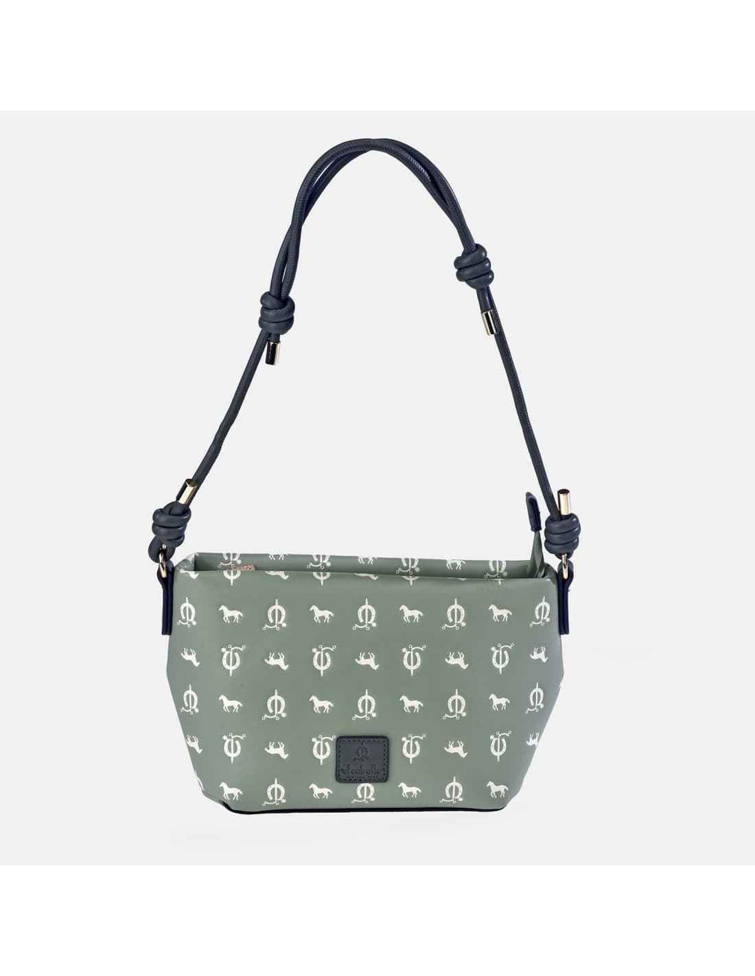 Bolso "EL CABALLO" asa corta estampado caballitos color verde agua - Imagen 2