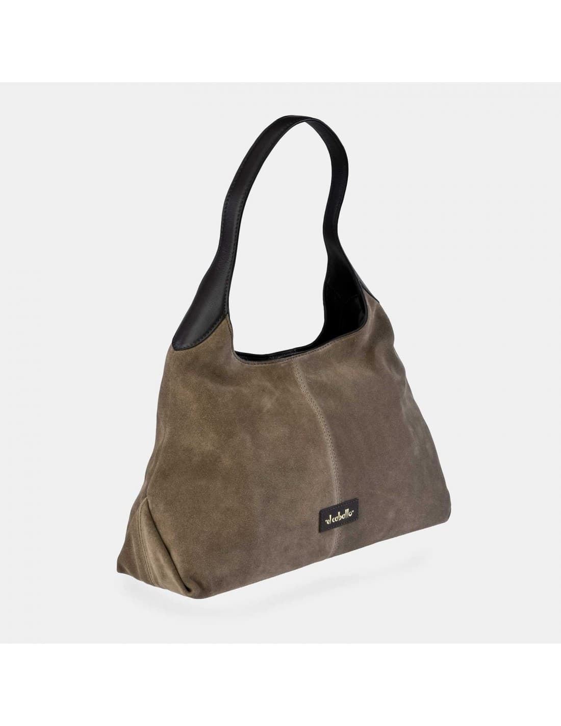 Bolso "EL CABALLO" asa hombro serraje color taupe - Imagen 1