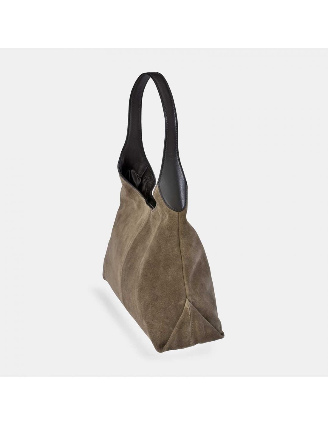 Bolso "EL CABALLO" asa hombro serraje color taupe - Imagen 2