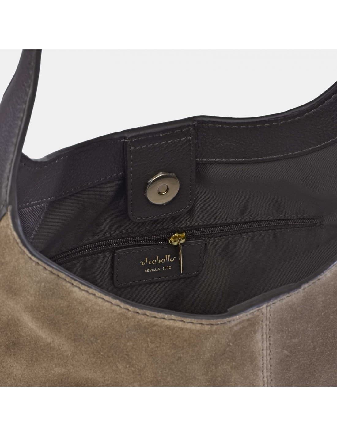 Bolso "EL CABALLO" asa hombro serraje color taupe - Imagen 3