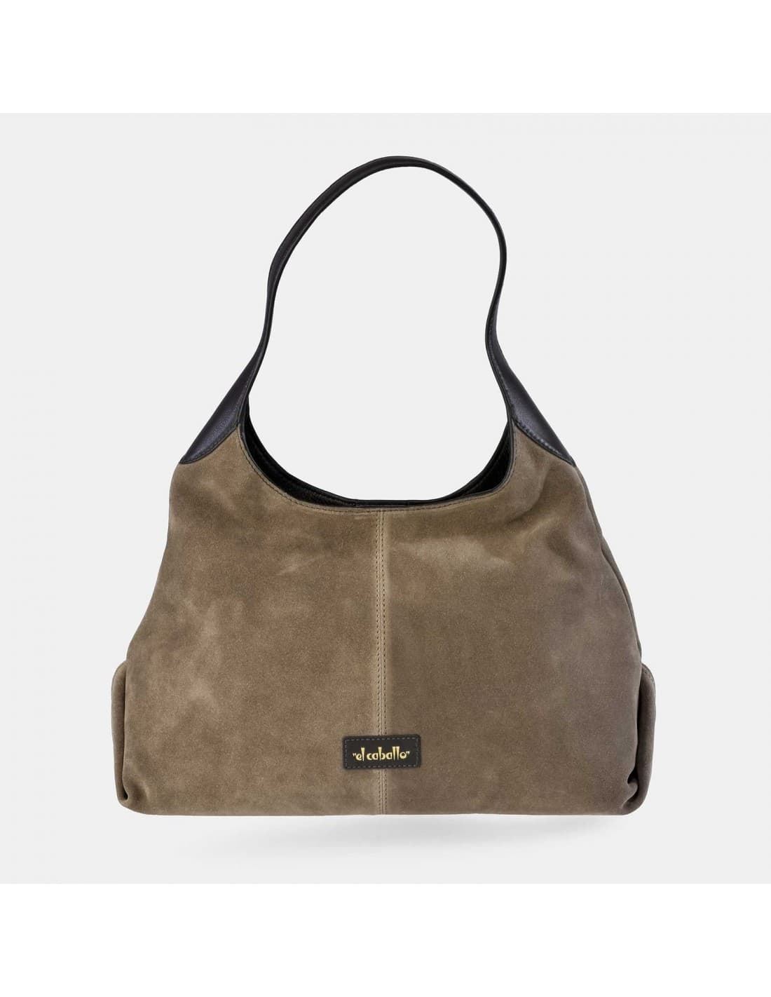 Bolso "EL CABALLO" asa hombro serraje color taupe - Imagen 4