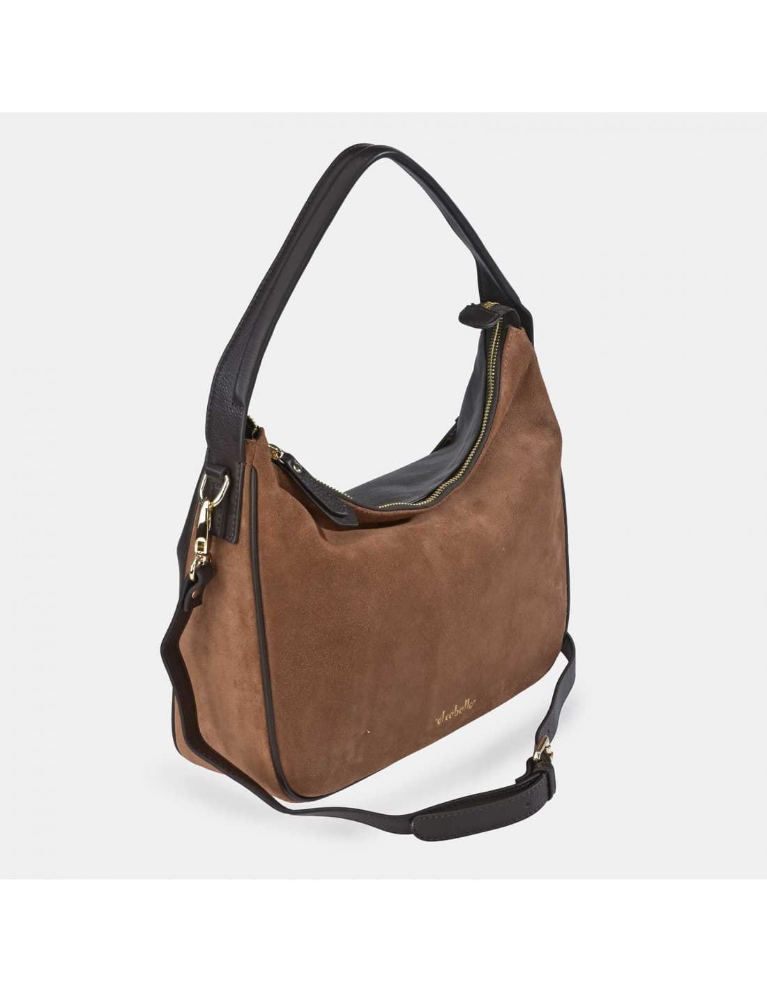 Bolso "EL CABALLO" asa hombro y bandolera serraje color cuero - Imagen 1