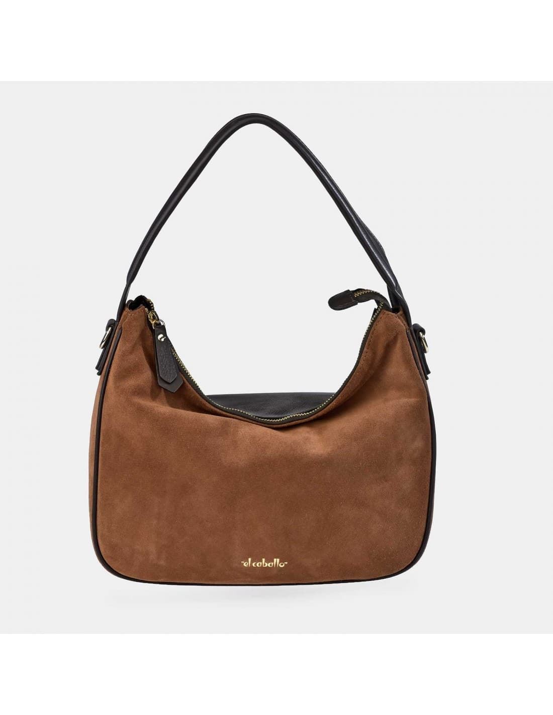 Bolso "EL CABALLO" asa hombro y bandolera serraje color cuero - Imagen 3