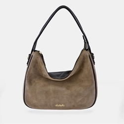 Bolso "EL CABALLO" asa hombro y bandolera serraje color taupe - Imagen 1