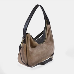 Bolso "EL CABALLO" asa hombro y bandolera serraje color taupe - Imagen 2