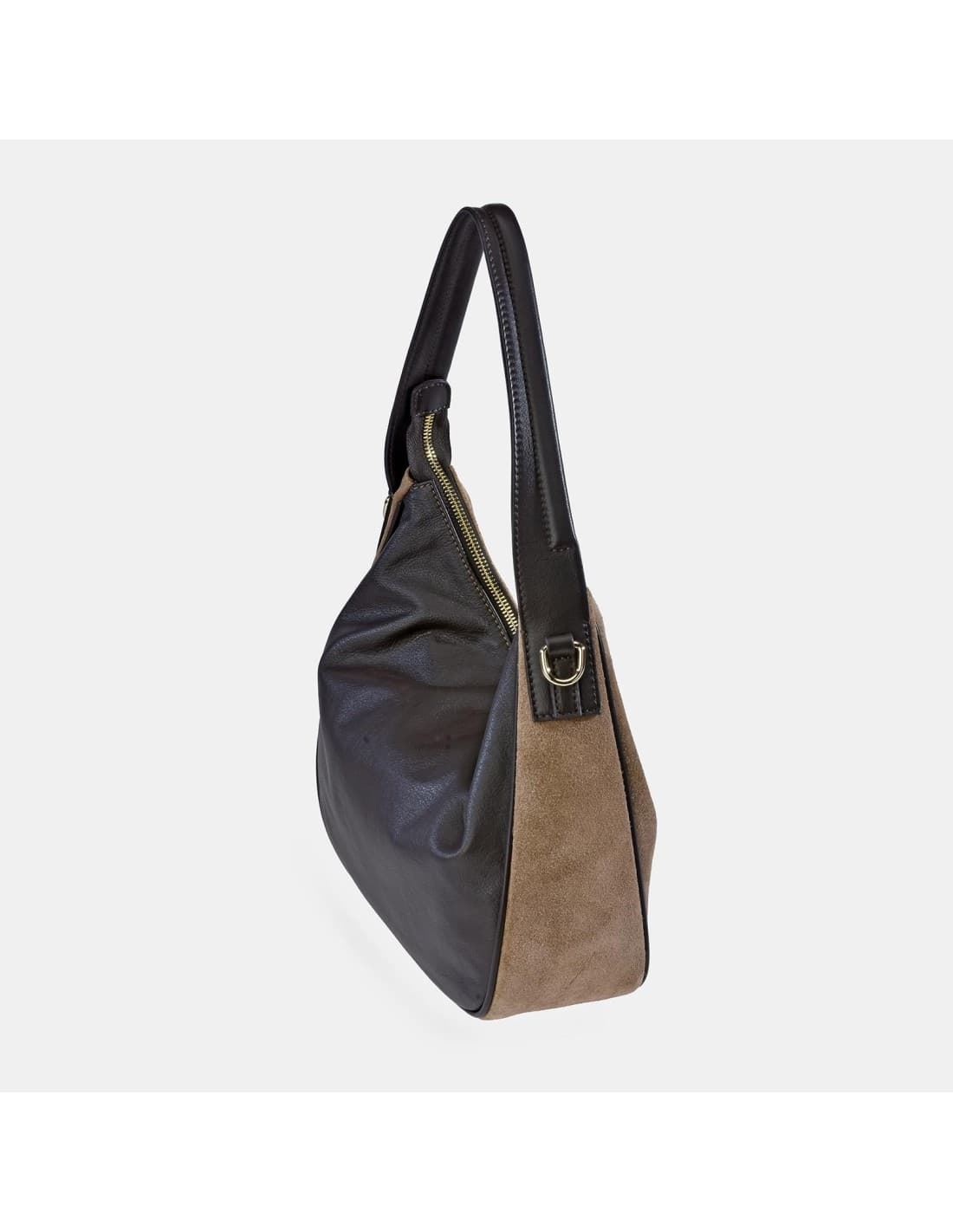 Bolso "EL CABALLO" asa hombro y bandolera serraje color taupe - Imagen 3