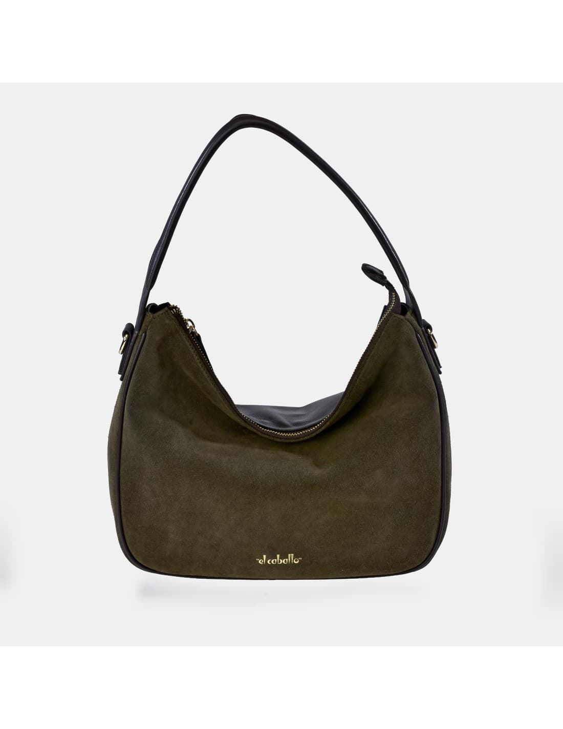 Bolso "EL CABALLO" asa hombro y bandolera serraje color verde - Imagen 1