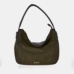 Bolso "EL CABALLO" asa hombro y bandolera serraje color verde - Imagen 1