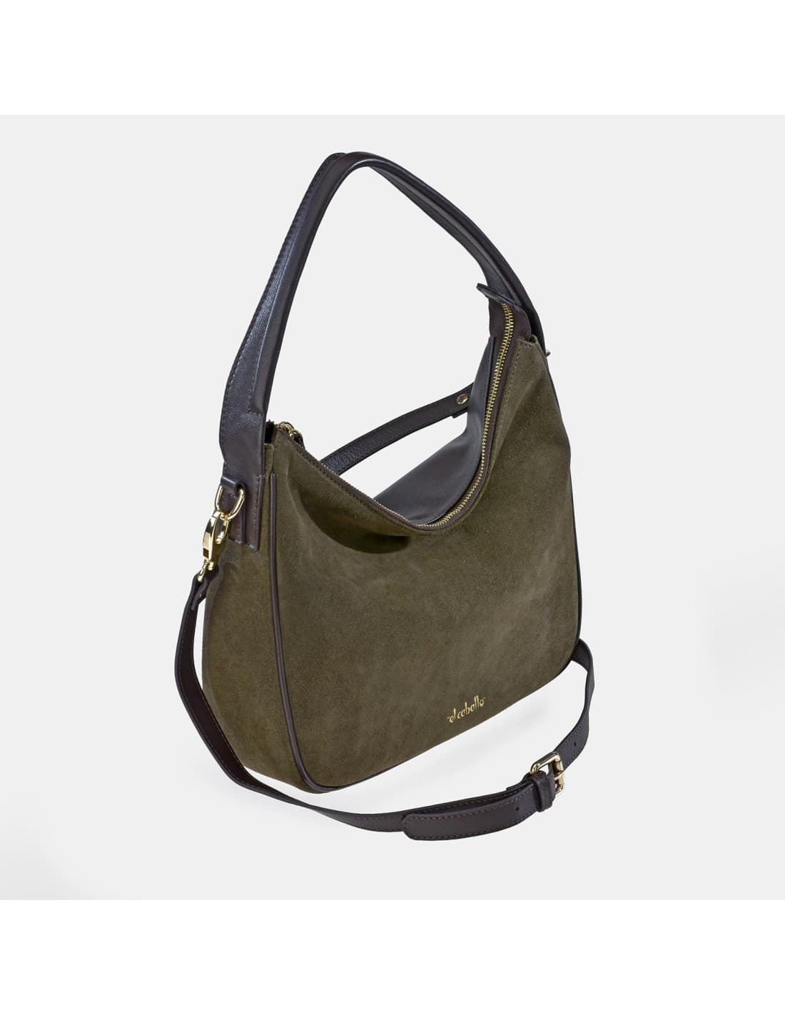 Bolso "EL CABALLO" asa hombro y bandolera serraje color verde - Imagen 2