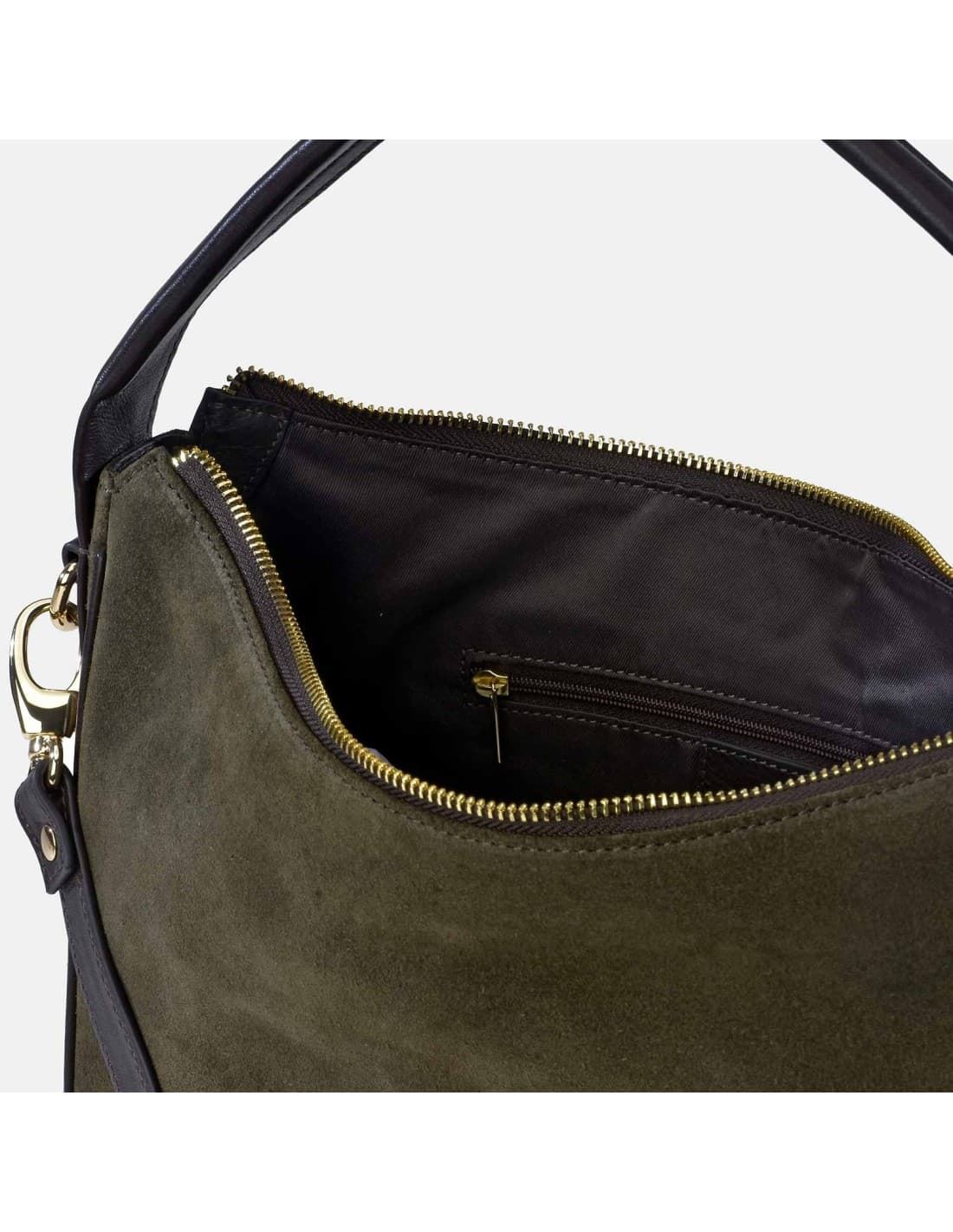 Bolso "EL CABALLO" asa hombro y bandolera serraje color verde - Imagen 4