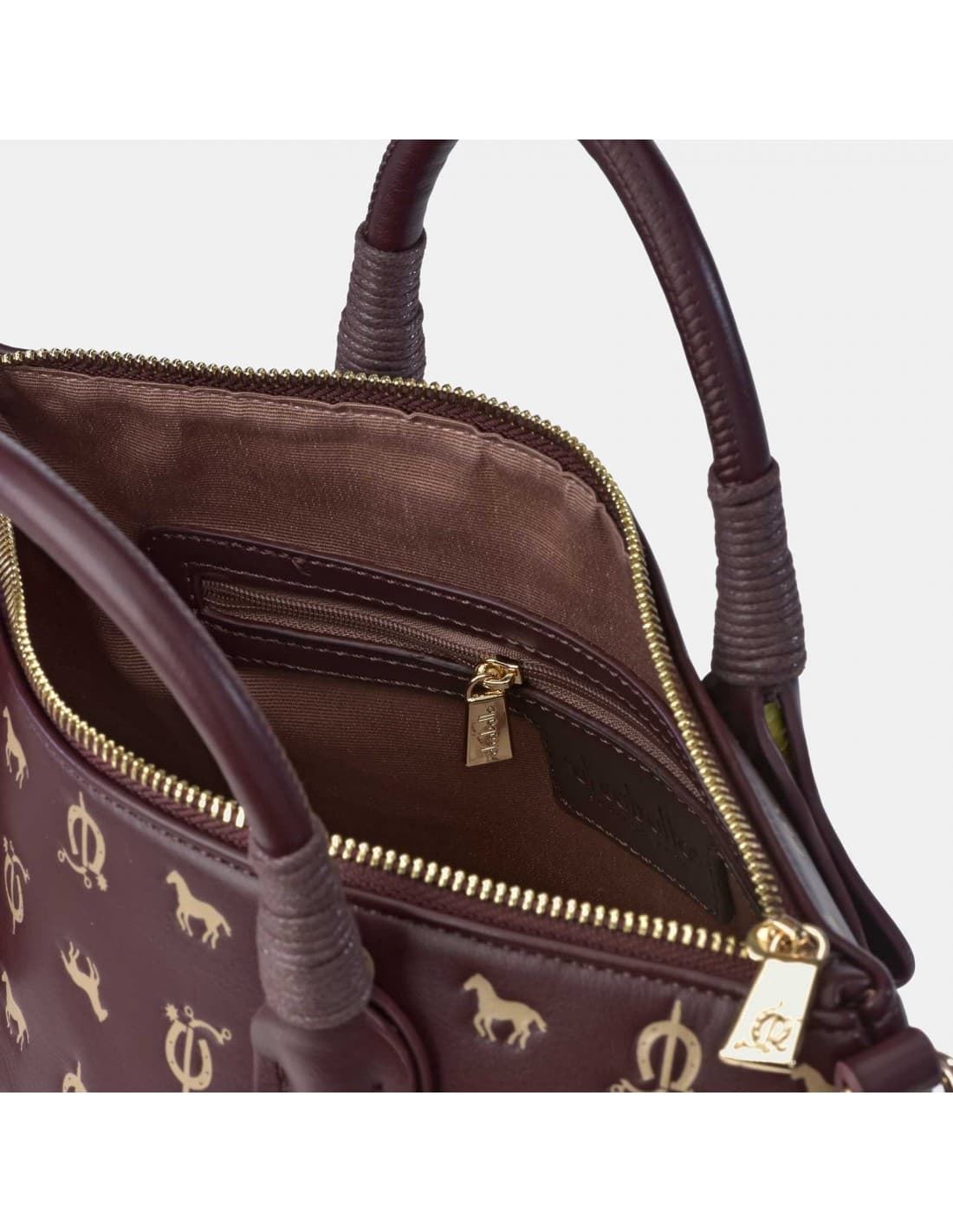 Bolso "EL CABALLO" asas mano y bandolera caballitos burdeos - Imagen 3