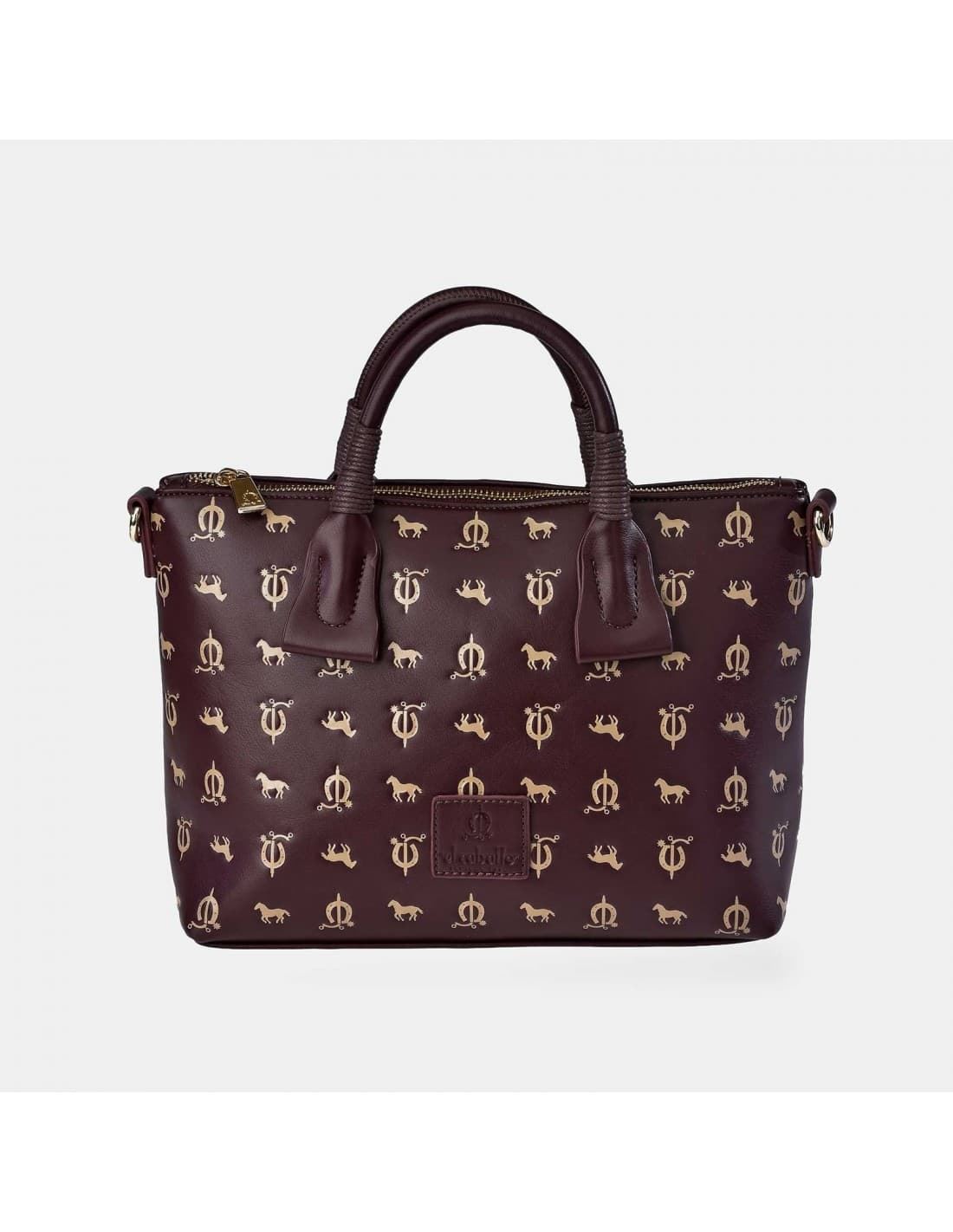 Bolso "EL CABALLO" asas mano y bandolera caballitos burdeos - Imagen 4