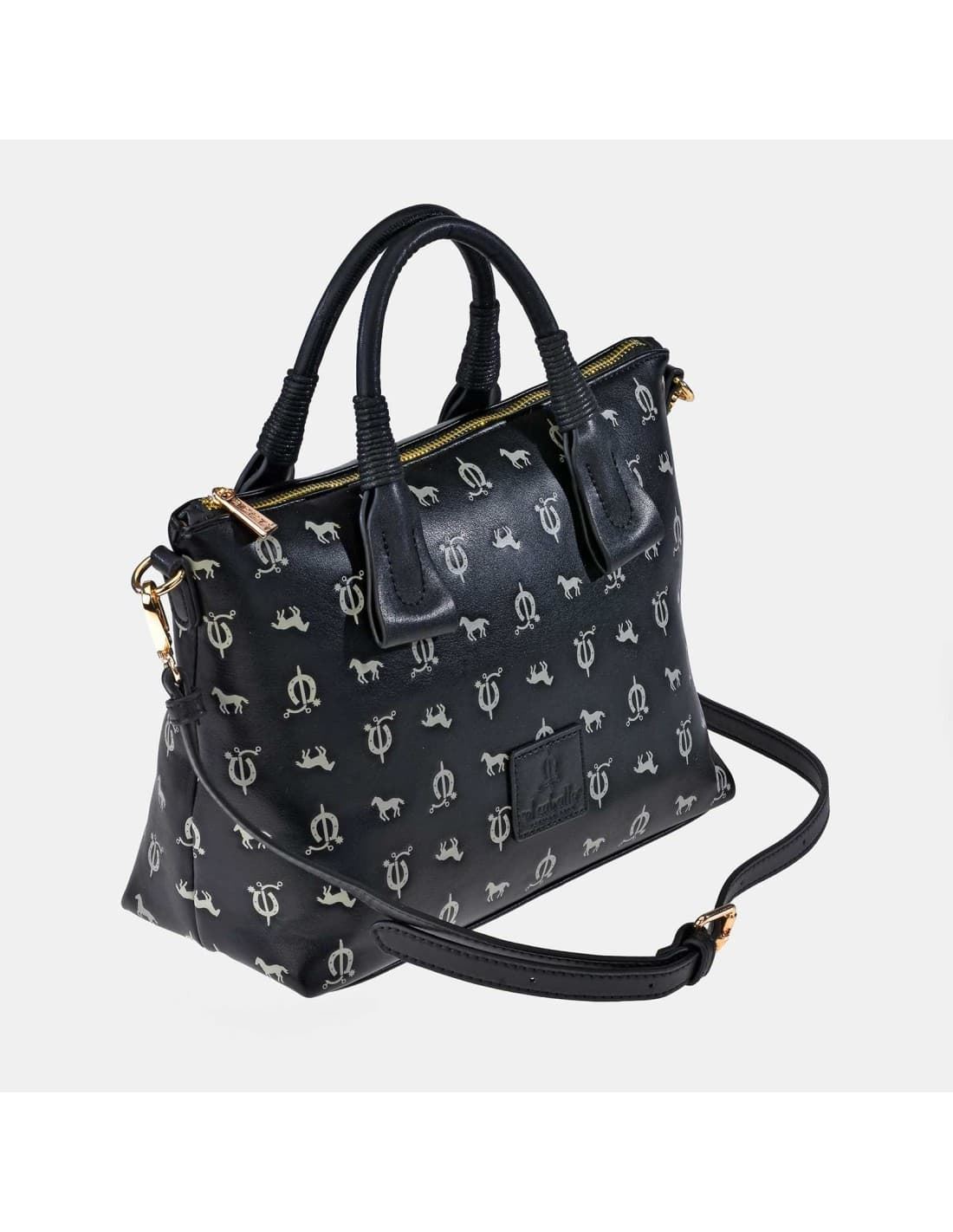 Bolso "EL CABALLO" asas mano y bandolera caballitos negro - Imagen 1