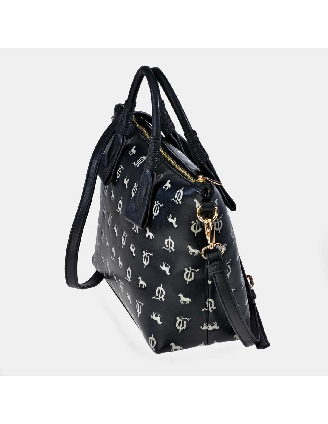 Bolso "EL CABALLO" asas mano y bandolera caballitos negro - Imagen 2