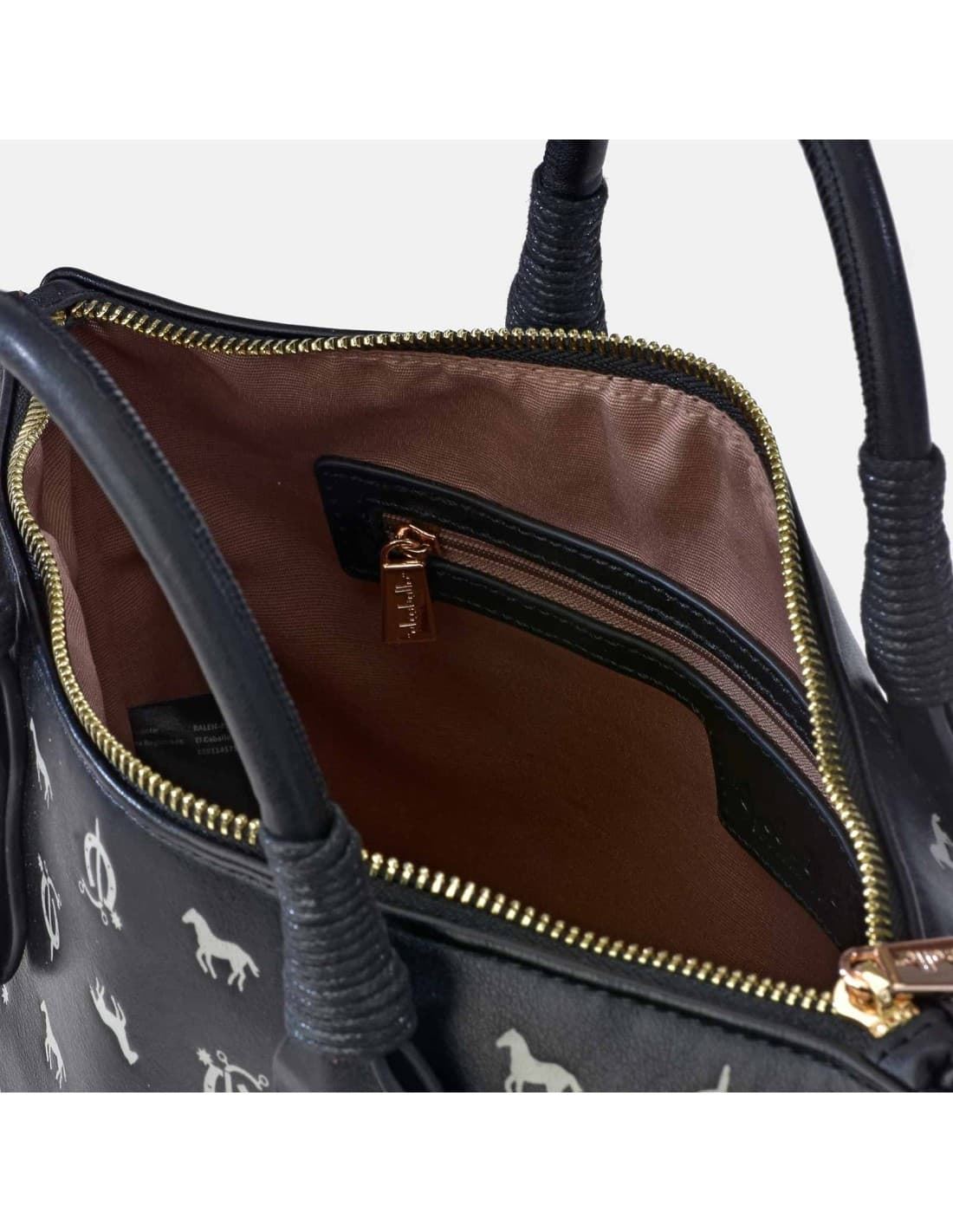 Bolso "EL CABALLO" asas mano y bandolera caballitos negro - Imagen 3
