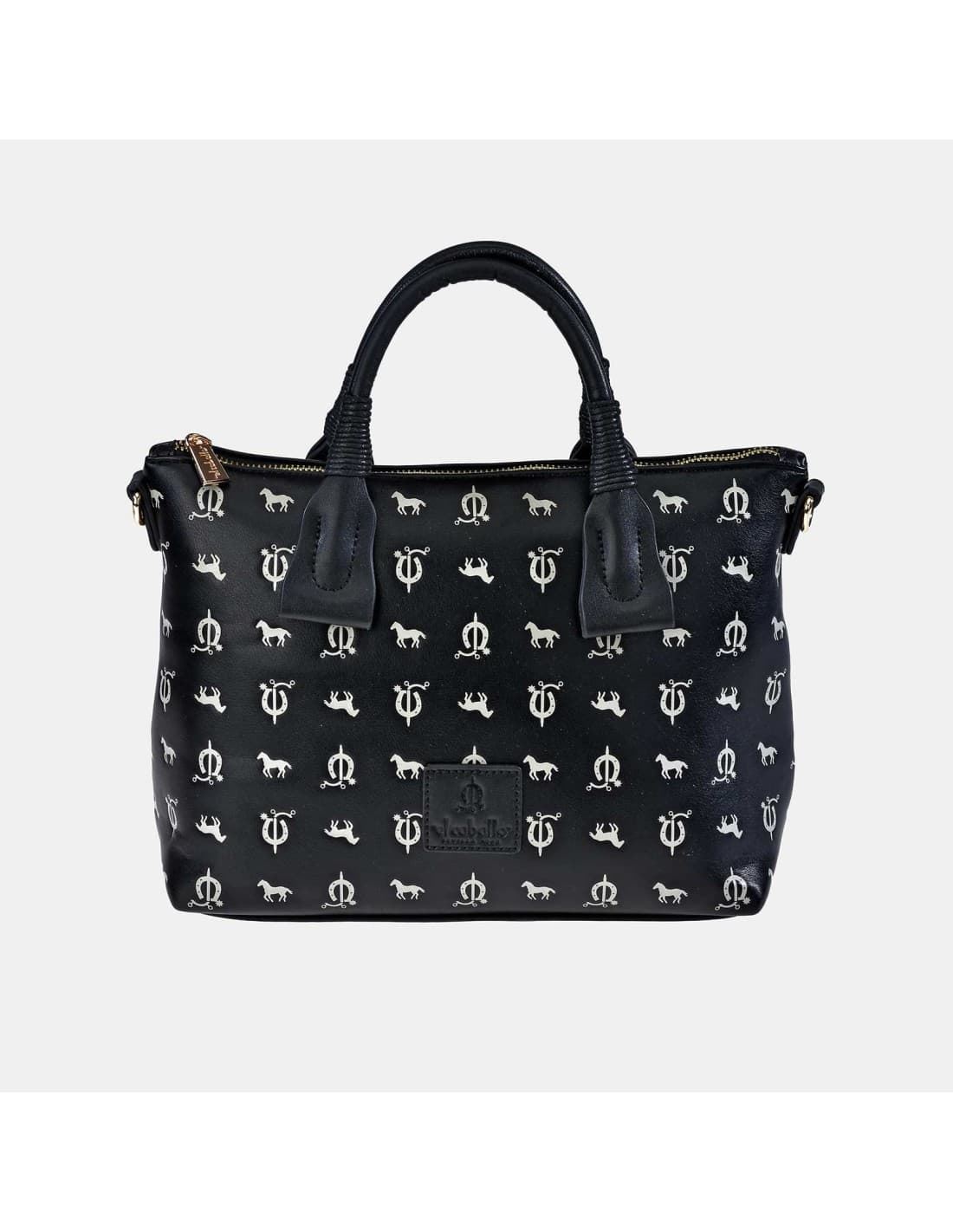 Bolso "EL CABALLO" asas mano y bandolera caballitos negro - Imagen 4
