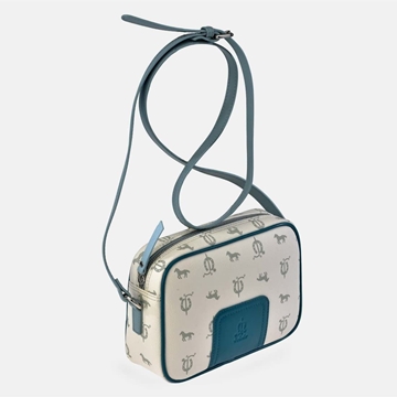 Bolso "EL CABALLO" bandolera cremallera blanco detalles azul - Imagen 1