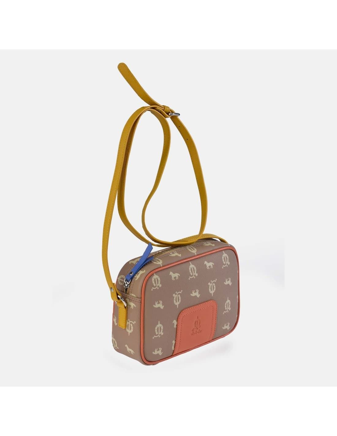 Bolso "EL CABALLO" bandolera cremallera camel tricolor - Imagen 1