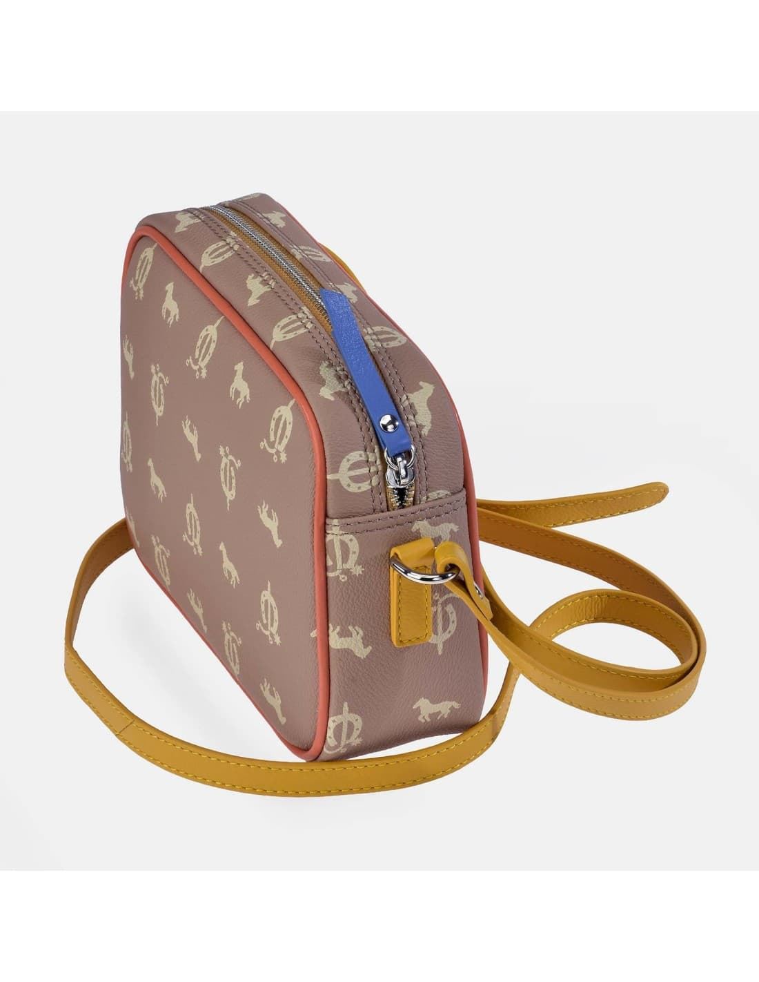 Bolso "EL CABALLO" bandolera cremallera camel tricolor - Imagen 2