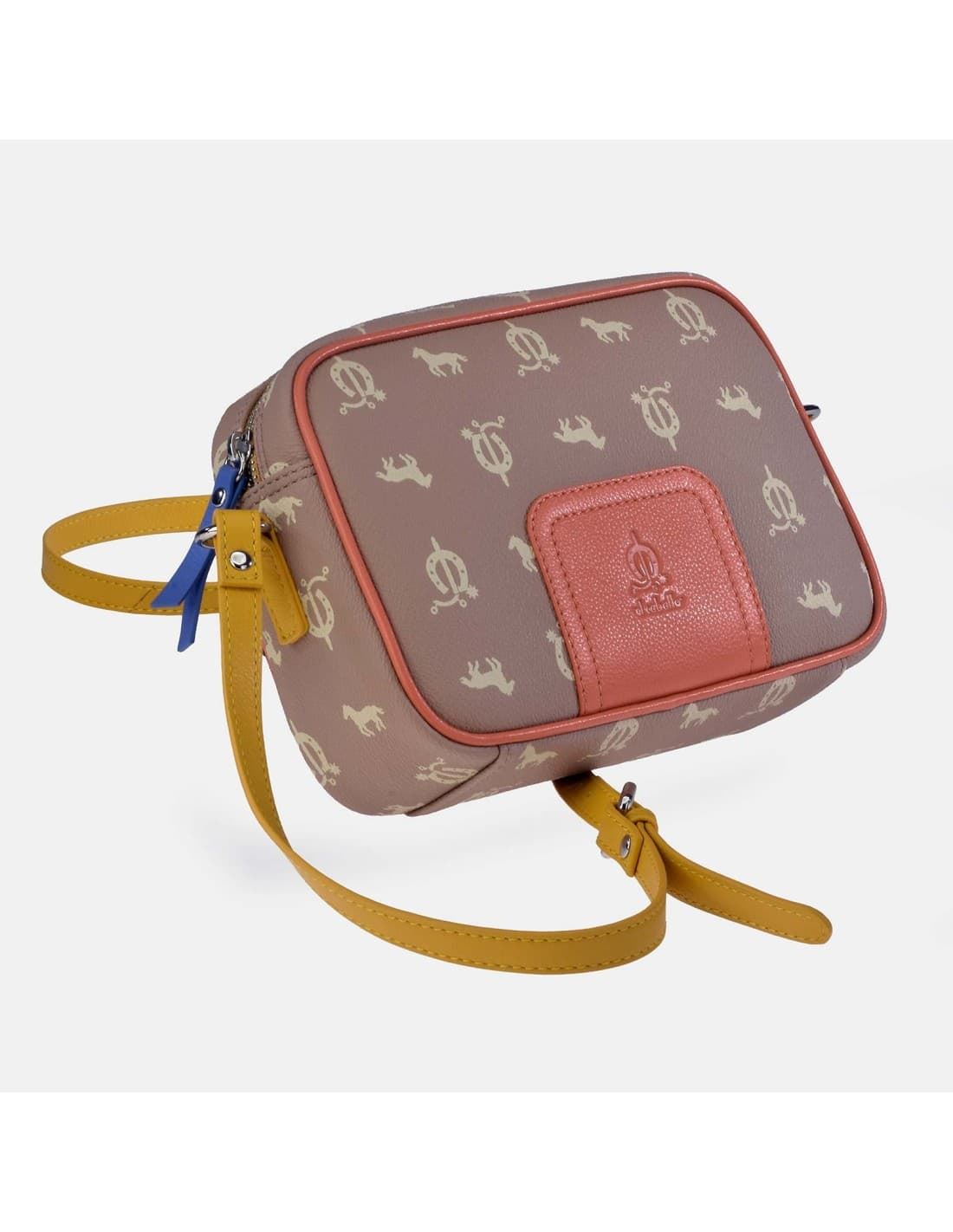 Bolso "EL CABALLO" bandolera cremallera camel tricolor - Imagen 3