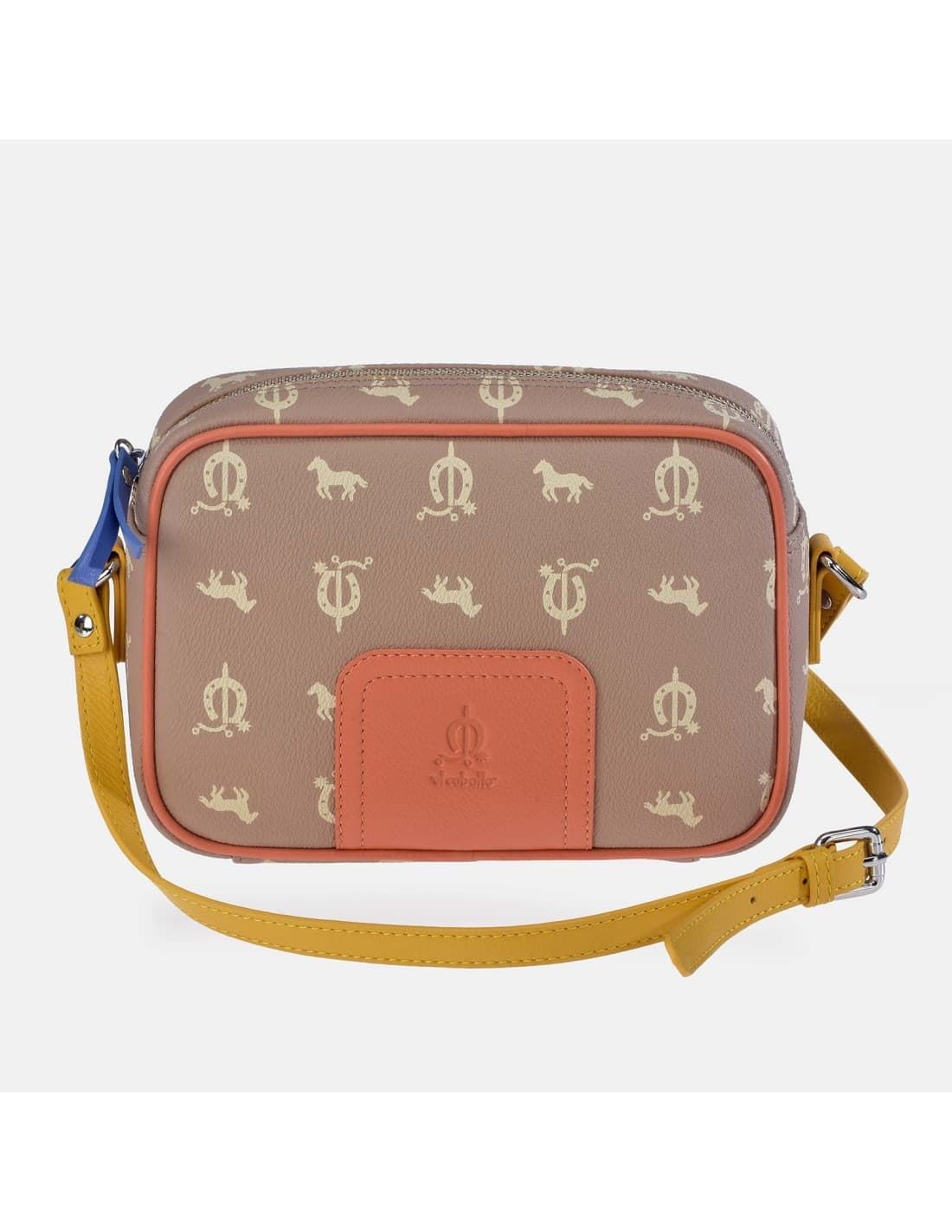 Bolso "EL CABALLO" bandolera cremallera camel tricolor - Imagen 4
