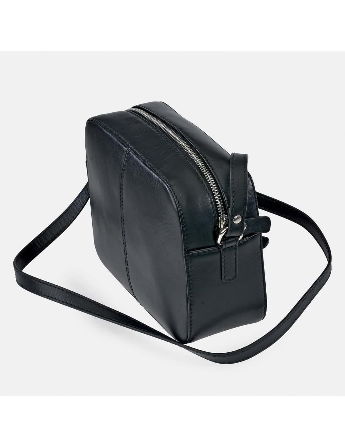 Bolso "EL CABALLO" bandolera cremallera piel perforada negra - Imagen 3