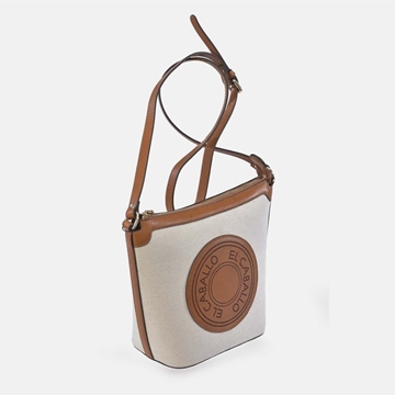 Bolso "EL CABALLO" bandolera cremallera piel y lona canvas - Imagen 1