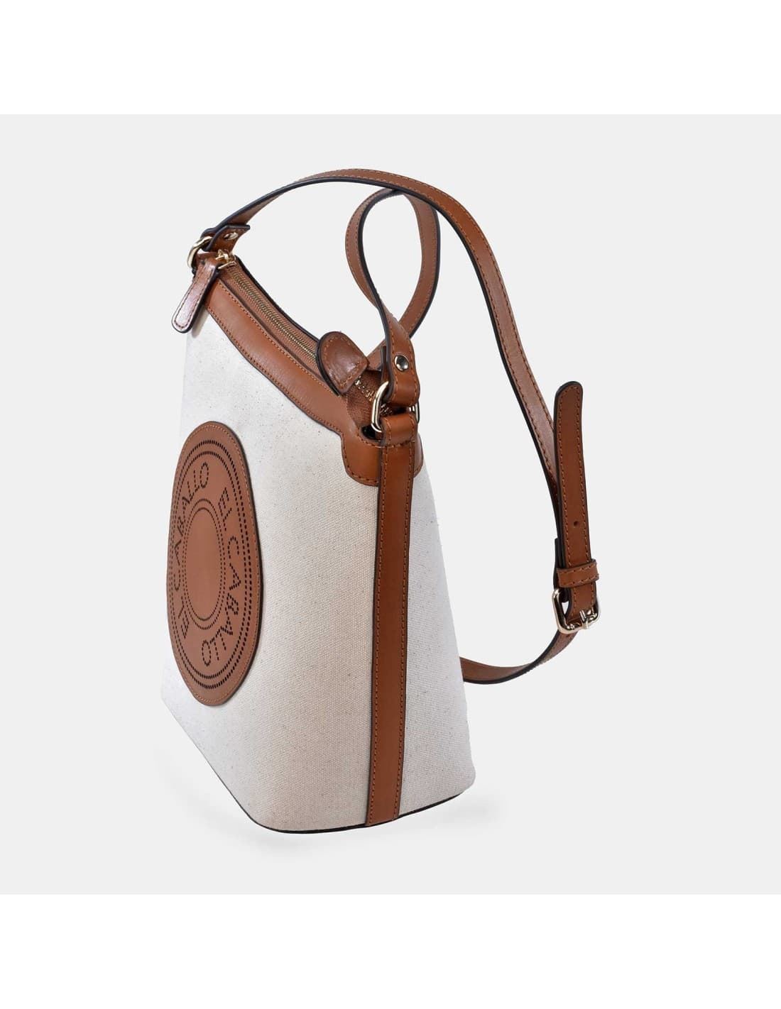 Bolso "EL CABALLO" bandolera cremallera piel y lona canvas - Imagen 2