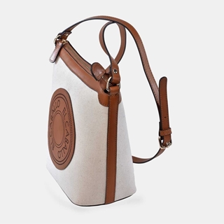 Bolso "EL CABALLO" bandolera cremallera piel y lona canvas - Imagen 2