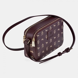 Bolso "EL CABALLO" bandolera doble cremallera estampado caballitos color burdeos - Imagen 1