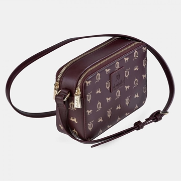 Bolso "EL CABALLO" bandolera doble cremallera estampado caballitos color burdeos - Imagen 1
