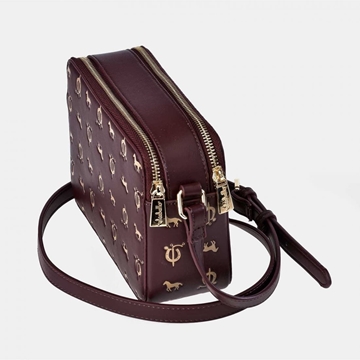 Bolso "EL CABALLO" bandolera doble cremallera estampado caballitos color burdeos - Imagen 2