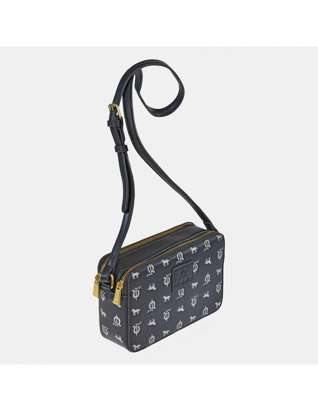 Bolso "EL CABALLO" bandolera doble cremallera estampado caballitos color negro - Imagen 1