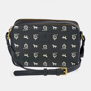 Bolso "EL CABALLO" bandolera doble cremallera estampado caballitos color negro - Imagen 1