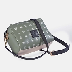 Bolso "EL CABALLO" bandolera doble cremallera estampado caballitos color verde agua - Imagen 2