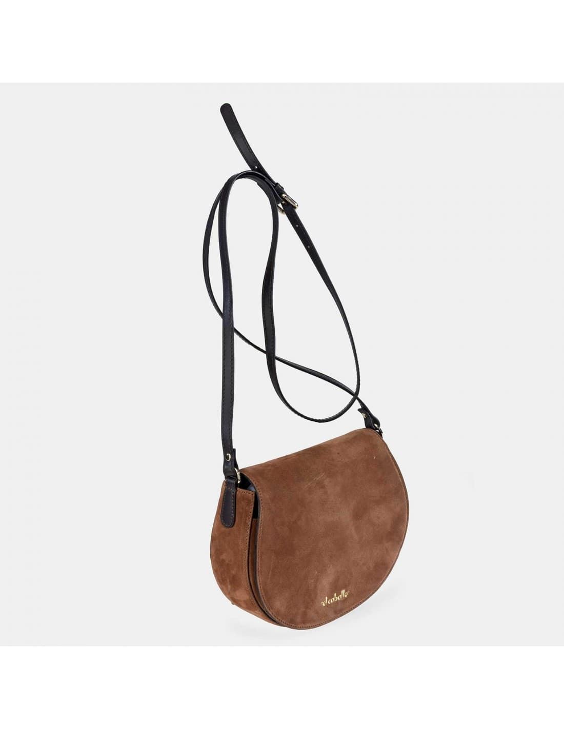 Bolso "EL CABALLO" bandolera redondeada serraje color cuero - Imagen 3
