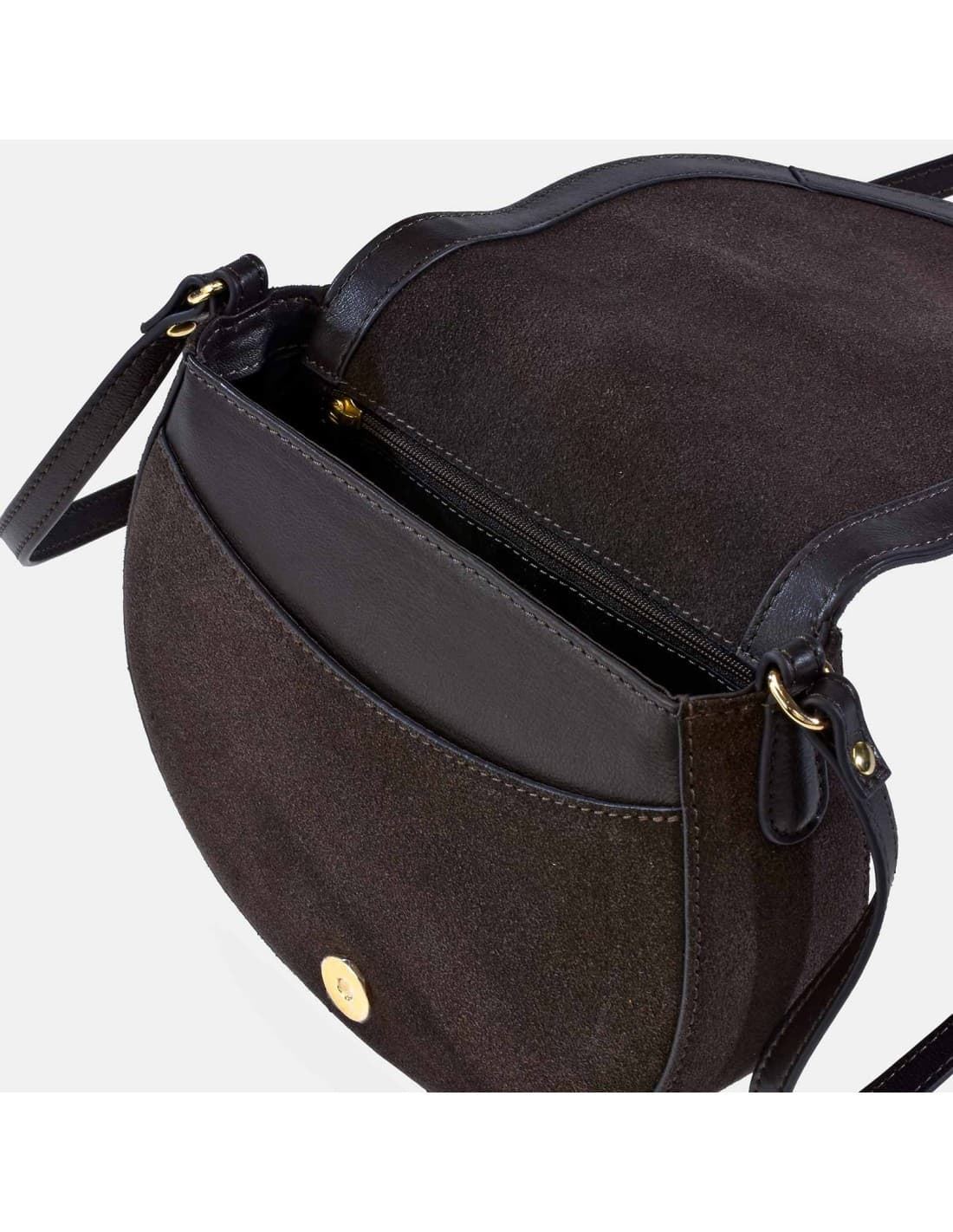 Bolso "EL CABALLO" bandolera redondeada serraje color marrón - Imagen 3
