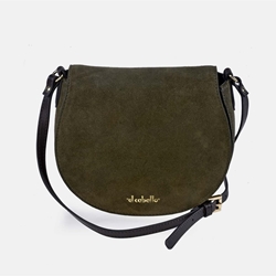 Bolso "EL CABALLO" bandolera redondeada serraje color verde - Imagen 1