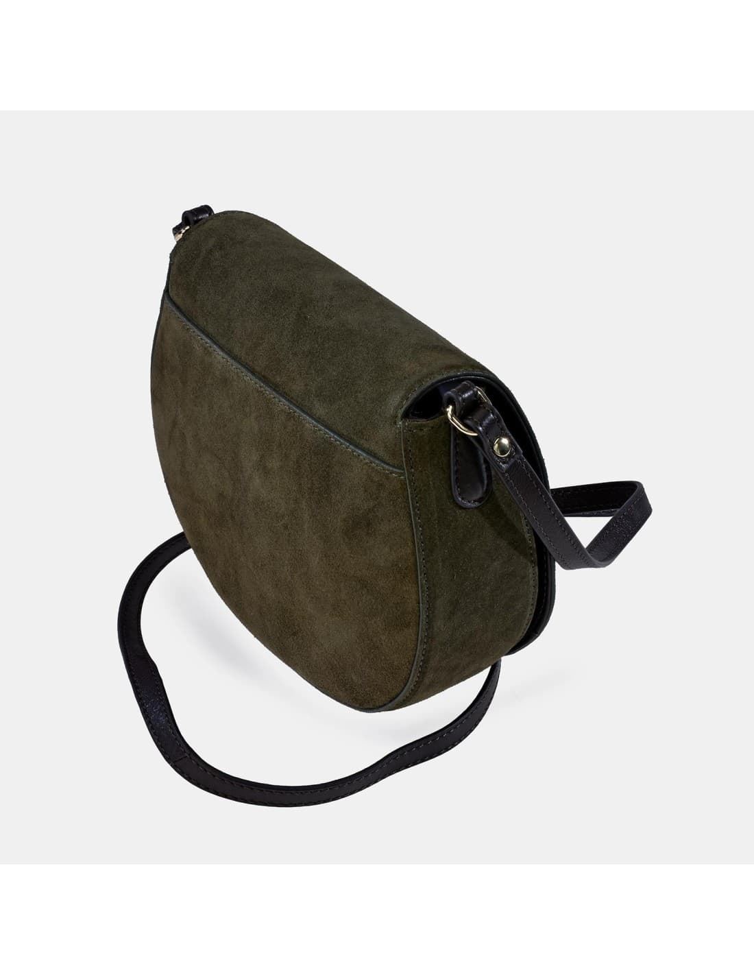 Bolso "EL CABALLO" bandolera redondeada serraje color verde - Imagen 2