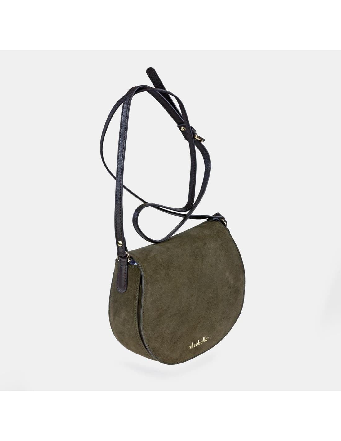 Bolso "EL CABALLO" bandolera redondeada serraje color verde - Imagen 3