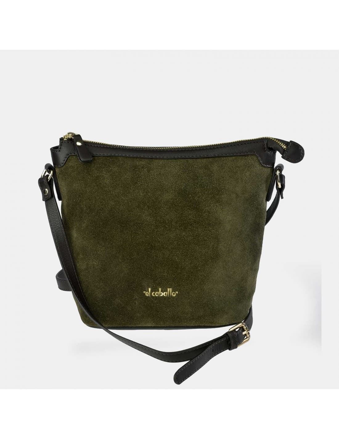 Bolso "EL CABALLO" bandolera serraje color verde - Imagen 1